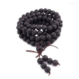 Charm armbanden 108 natuurlijke edelsteen Boeddha gebed kralen Mala armband zwarte lavasteen etherische olie diffusie boeddhistische rozenkrans ketting