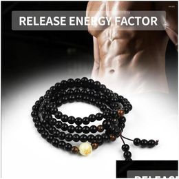 Bedelarmbanden 108 Gebed kralen Tijger Eye Stone Obsidian Bracelet ketting Crystal Strand Mala Rosary Boeddhistische Boeddha Lucky Amet Drop DHD38