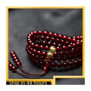 Bedelarmbanden 108 Gebed ronde kralen vrouwen heren armband 8mm boeddhisme ketting echt natuurlijk bloed rood barnsteen edelstenen edelsteen voor drop de dhnkz