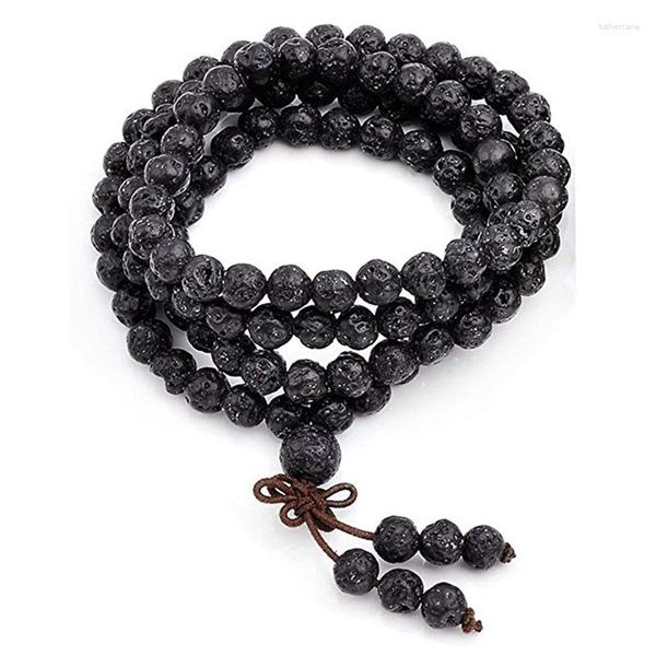 Bracelets porte-bonheur 108perles perles Yoga pierre volcanique Bracelet mode bouddhisme bijoux pour hommes et femmes