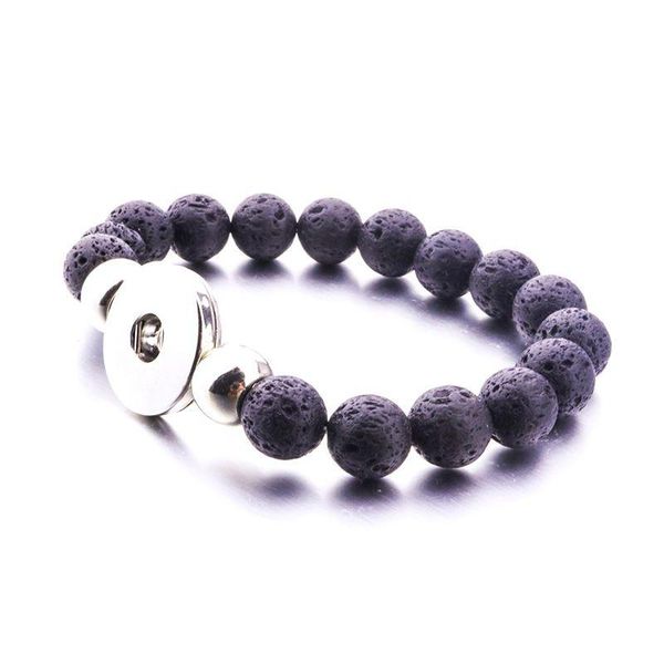 Pulseras de encanto 10mm Negro Lava Piedra Turquesa Grano Botón Botón Pulsera Aromaterapia Difusor de aceite esencial para mujeres Jewe Dhgarden Dhc6Z