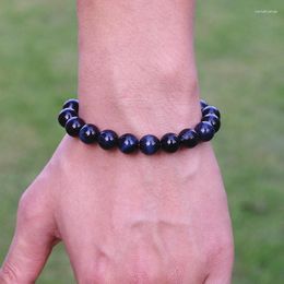 Bedelarmbanden 10 mm blauwe tijger eye kralen armband heren mode streng handgemaakte doe -het -zelf sieraden pour homme