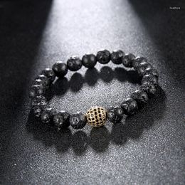 Bedelarmbanden 10 mm pave roos mannelijke discobal zwart cz zirconia armband lava stenen kraal voor mannen vrouwen sieraden