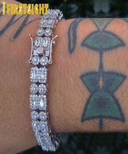 Bedelarmbanden 10 mm persoonlijkheid stokbrood armband 2 rijen zilverkleur Iced Out Zirconia Bling Miami Cubaanse hiphop dames heren 2981898