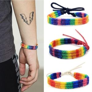 Bracelets de charme 10pc arc-en-ciel amour fierté bracelet à la main tressé amitié chaîne gay lesbienne taille réglable amant bijoux231o