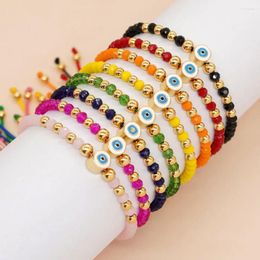 Bracelets de charme 10 pièces 2023 mode mignon cristal coloré bracelet fait à la main réglable oeil chanceux pour les femmes cadeau bijoux fins