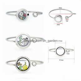 Pulseras con dijes 10 piezas de acero inoxidable 316L 20 mm / 25 mm Color plateado Lockets flotantes Memoria viva Locket Pulsera Brazaletes 20 piezas Dhgarden Dhk2J