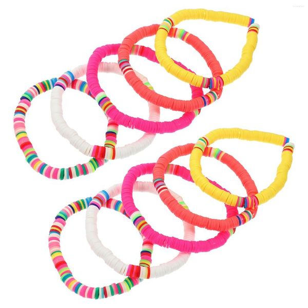 Bracelets porte-bonheur 10 pièces 6mm Bracelet en argile colorée couleur mélangée tranches créatives extensibles pour la plage d'été