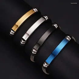 Bracelets de charme 10pcs 6mm largeur 21cm longueur mode hommes hip-hop punk bracelet en acier titane pour hommes peuvent être laser