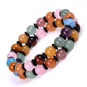 Bracelets porte-bonheur 10 pièces 8mm pierre de tigre naturelle fraise Quartz Rose mélange et Match main chaîne Bracelet pour femmes hommes Yoga bijoux