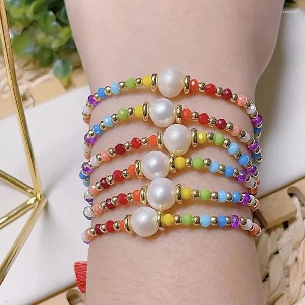 Bracelets de charme 10pcs perles colorées bracelet fine nature perle femmes mignon corde réglable glands cadeaux parfaits pour les filles