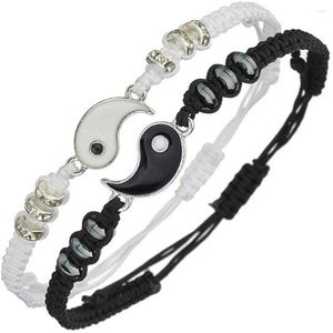 Charm Bracelets 10pcs / lot Friend For 2 Matching Yin Yang Cordón ajustable Pulsera Bff Amistad Relación Novio