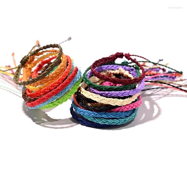 Pulseras con dijes 10 unids/lote, pulsera de amistad para parejas para mujer, tejido de cuerda de cera a la moda, brazaletes hechos a mano bohemios, brazaletes para mujeres y hombres, regalo para amigos