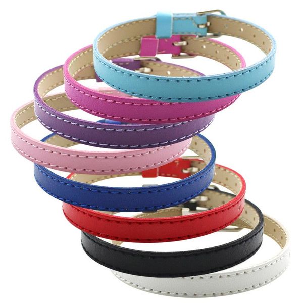 Bracelets porte-bonheur 10 pcs/lot Bracelet en PU Fit 8mm Slide Charms And Letters Largeur 210mm LengthCharm CharmCharm