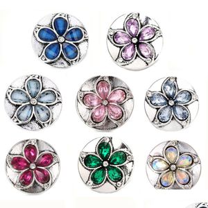 Charm Bracelets 10 Unids / lote Snap Jewelry Flower 18Mm Botones Con Rhinestone Charms Fit Sier Drop Delivery Dhklg