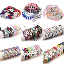 Bracelets de charme 10pcs / lot en cuir perlé bouton pression bracelet bracelet fait à la main 18mm bijoux à bricoler soi-même faisant Fawn222594