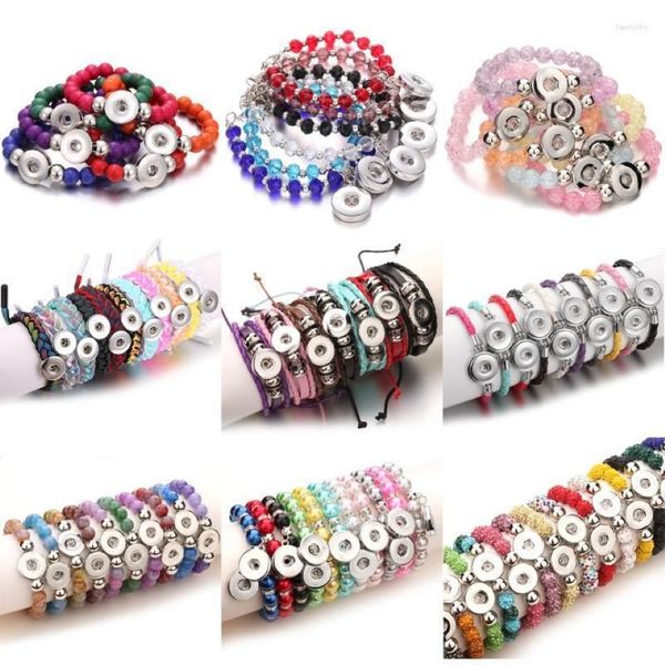 Bracelets à charme 10pcs lot entièrement en cuir perlé bracelet bouton-bouton bracelet bracelet à la main 18 mm bijoux de bricolage fabriquant le fawn22323s