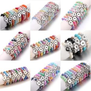 Pulseras con dijes, 10 unidades por lote, venta al por mayor, pulsera a presión con cuentas, botón de 18mm, abalorios hechos a mano DIY para joyería de mujer