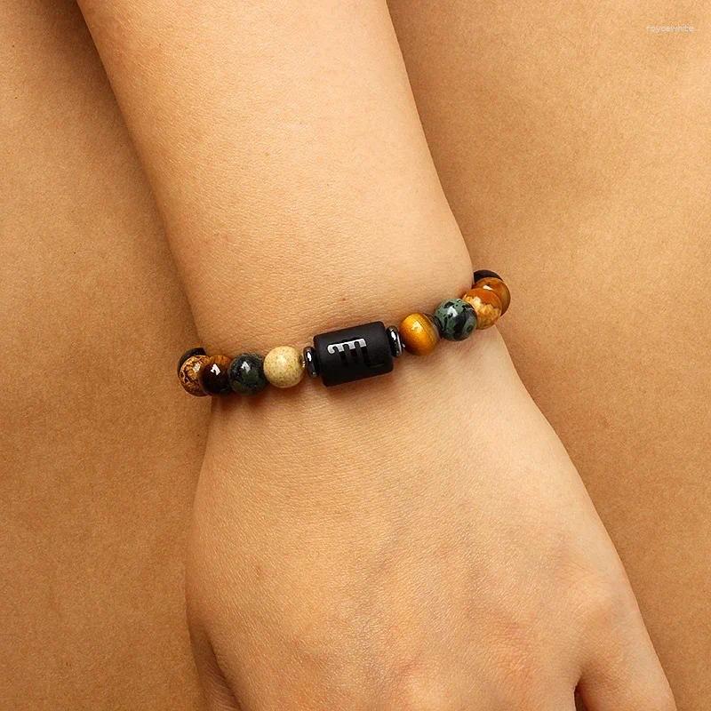 Charm Bracelets 10pcs Natural Stone Elastic Rope Bracelet Twelve Constellations Signs For Women Men Gift Fashion Accessories