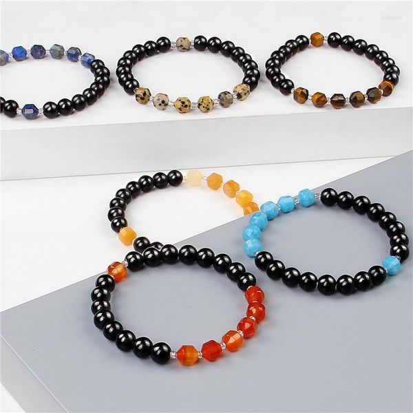 Pulseras con dijes, 10 Uds., piedra Natural, lapislázuli, ojo de tigre, ágata, pulsera de Yoga, cadena para mujeres y hombres, joyería