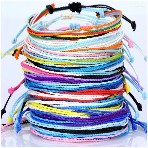 Pulseras de encanto 10 piezas/set de hilo de cera impermeable mujeres trenzadas hombres hechos a mano multicolor boho pulsera amistad joyería de yoga