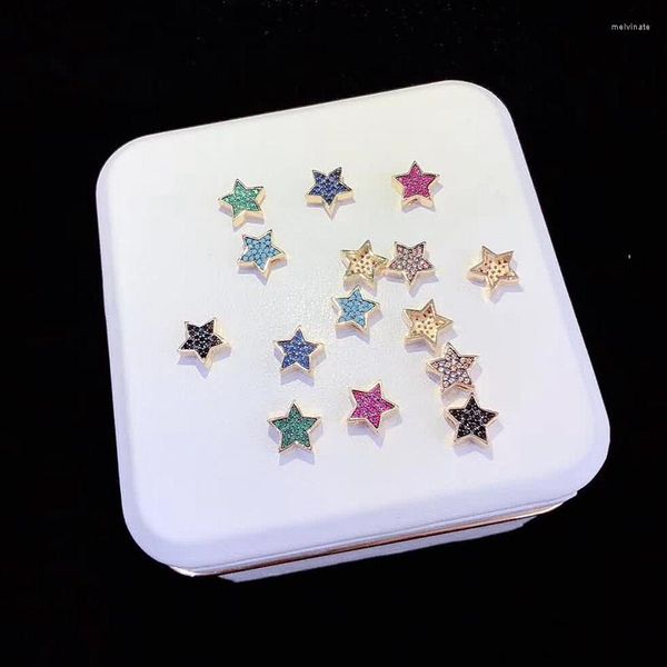 Pulseras de encanto 10 unids ZYZ-B9713 Color de oro Charms Joyería Star Spacer Conectores para DIY Pulsera Haciendo CZ Crystal Micro Pave Hallazgos