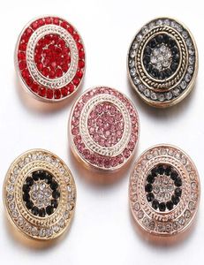 Bracelets de charme 10pcslot haute qualité or rose bouton pression bijoux strass rond 18mm boutons ajustement bracelet bracelet collier6232607