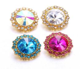 Braceletas Charm 10pcslot Botón Snap Jewelry Crystal Mixed Rhinestone Buttons de 18 mm Metal Snaps Bangle6103099