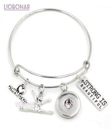 Bedelarmbanden 10pcslot geheel ik hou van gymnastiek armband gymnast bangle sport geschenken sieraden verstelbare snap19932837