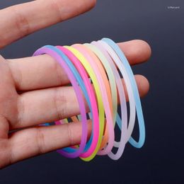 Bedelarmbanden 10x Nachtlichtgevende Glow Polsbandje Gummy Siliconen Rubber Haarbanden Cadeau