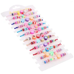 Bracelets de charme 12 pièces Bracelet de couleur perlé pour fille femmes tissées perles colorées décorer décoratif polymère argile Miss