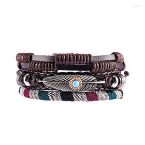 Bracelets porte-bonheur 12 Style métal cuir Bracelet hommes Vintage classique rétro plante bracelets pour femme Homme mâle Boho bijoux 20.5CM