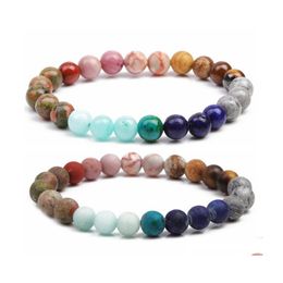 Bedelarmbanden 12 Zodiac Lucky Natural Stone Bracelet Boheemian 7 Chakra For Women Yoga Jewelry12 Handgemaakte drop levering sieraden DHEG2