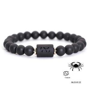 Bedelarmbanden 12 sterrenbeelden Constellatie paar Bracelet Maagd Weegschaal Baled Braclet Meditatie Yoga Onyx Stone Braslet Liefhebbers Gift Pulsera Y240510