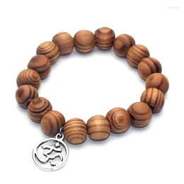 Bracelets de charme des perles 12 mm yoga bambou inspiré en bois mala bracelet bouddha hamsa hand wish osse lotus