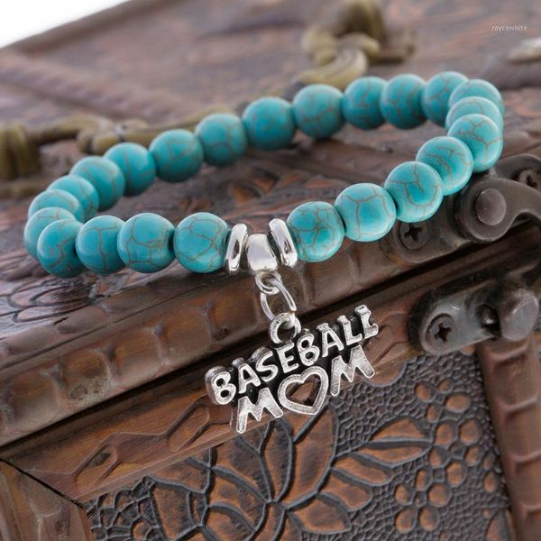Bracelets porte-bonheur 12 PC/Lot Baseball maman coeur sport famille amour femmes maman mère bijoux cadeaux pierre naturelle perles chaîne Bangle1