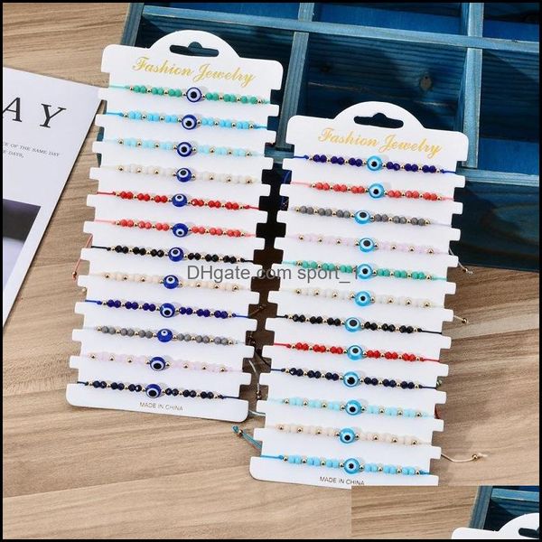 Pulseras con dijes, 12 unid/paquete, pulsera de ojo malvado de playa de verano, cuentas de semilla de cristal, joyería de amistad, pulseras con dijes, pulseras encantadoras para mujer Sport1 Dhirz