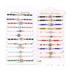 Bracelets de charme 12pcs bracelets de mauvais œil pour femmes filles garçons bracelets ensemble protection amet bracelets de cheville corde chaîne chaîne réglable bangl dhsqt