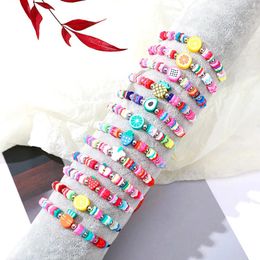 Bracelets de charme 12pcs fruits tissés bracelet décoration douce polymère argile perles réglable bijoux cadeau pour ami cadeaux d'anniversaire