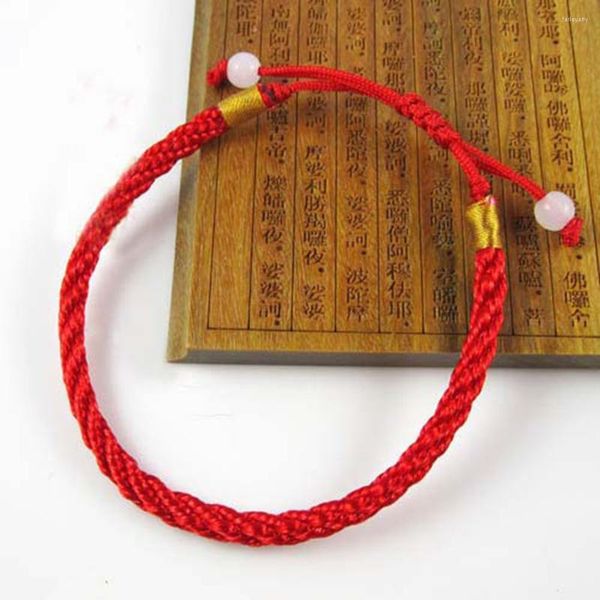 Bracelets de charme 12pcs faits à la main femmes corde rouge fil chaîne bracelet tressé charmes réglables pour les couples (rouge)