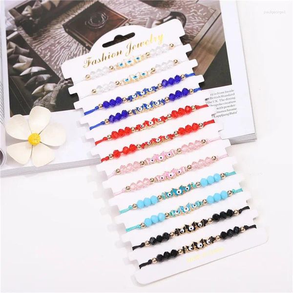 Bracelets de charme 12pcs / lot émail papillon oculaire cristal balissé de perles de perles pour femmes