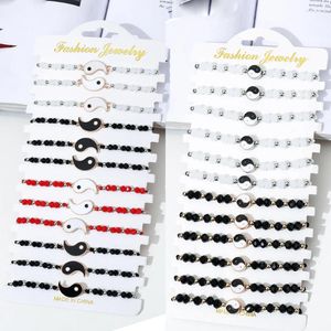 Pulseras de encanto 12 piezas/lote Tai chi yin yang pareja para mujeres masn trenza la cadena de trenzas amante de los tobillos al por mayor