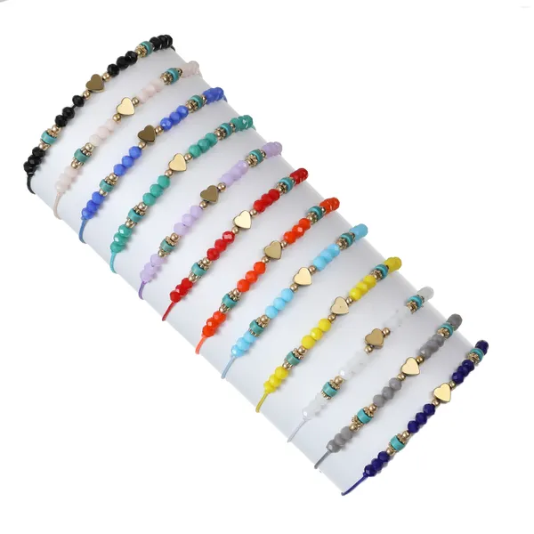 Pulseras de encanto 12 unids Amor Corazón Colgante para Mujeres Niñas Cuentas de Acrílico Cuerda Tejida Pulsera Trenzada Brazalete Niño Joyería de Moda