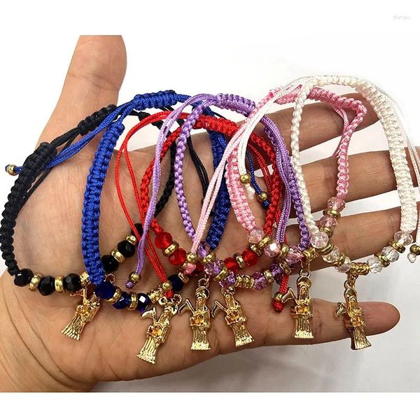 Pulseras con dijes 12 piezas Mezclan colores El dios de la muerte con línea de nailon de cristal Pulsera tejida Oración o tienen efecto de protección como regalos