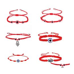 Bracelets porte-bonheur 14 styles faits à la main Bracelet à cordes rouges pour femmes hommes Evil Turkish Eye Amitié Bijoux Réglable Drop Delivery Otfrl