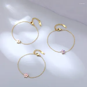 Bedelarmbanden 16K verguld roestvrij staal Kleurrijke Zirconia bloemarmband voor vrouwen meisjes sierlijke hand sieraden cadeau