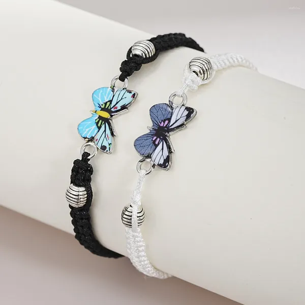 Bracelets de charme 17km Fashion Butterfly Weave Couple pour femmes hommes noir et blanc bracelet réglable bijoux à la mode cadeaux de fête 2024