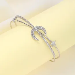 Braceletas Charm 17 km Color de plata Circón para mujeres para mujeres Abiertas de pulsera de estrella ajustable Joyería de moda Regalos 2024