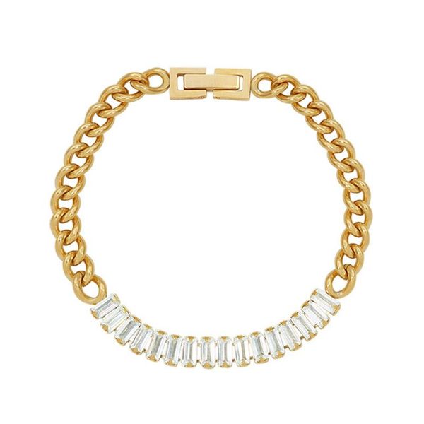 Bracelets de charme 18 K Acier inoxydable CZ Crystal Bracelets de haute qualité Gold Couleur Bijoux élégant bracelet de chaîne en métal pour femme cadeau