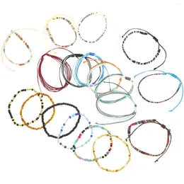 Bracelets de charme 18 PCS Perle élastique Suit d'été tissé pour les hommes Set Miss Bijoux de perles colorés pour hommes